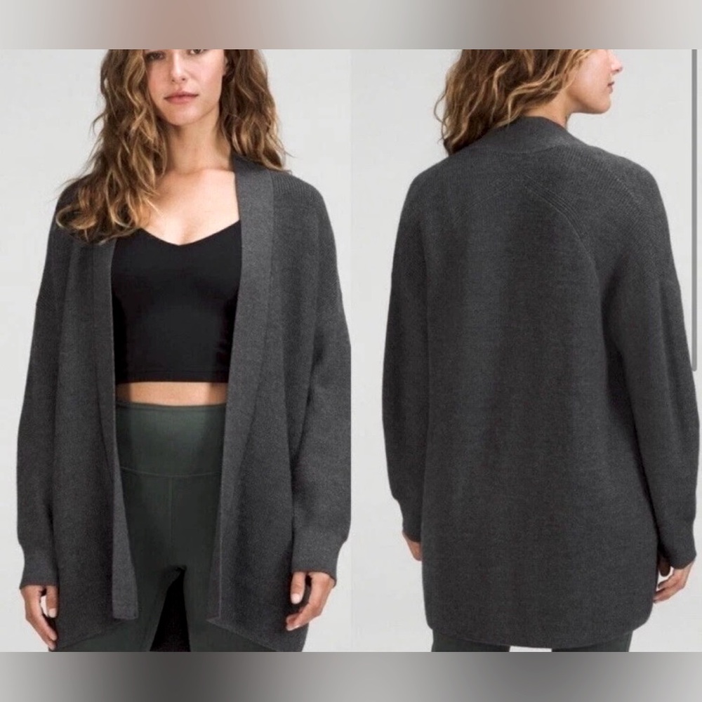 Lululemon Wool/Cotton Blend Ribbed Cardigan, size 8